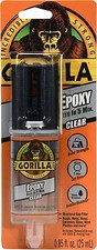 Gorilla 5 min EPOXY CLEAR INDOOR OUTDOOR f/ WOOD PLASTICS GLASS METAL CERAMIC HQ