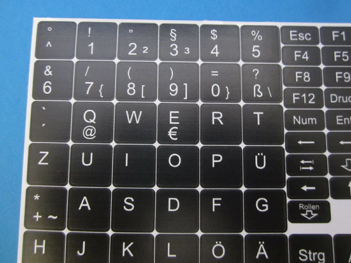 Tastaturaufkleber Notebook Deutsch QWERTZ schwarz für 89 Tasten DE PÜÖÄ
