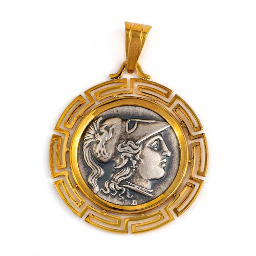 14K Gold Athena pendant Greek Goddess 