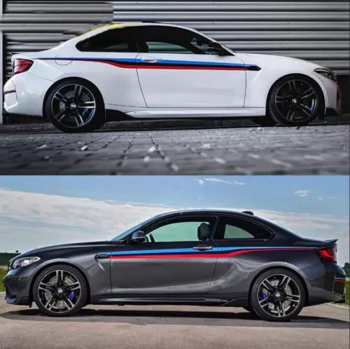 Tricolor Racing Stripe Car Side Sticker For BMW M Performance Rear Bumper Decal - Picture 1 of 10