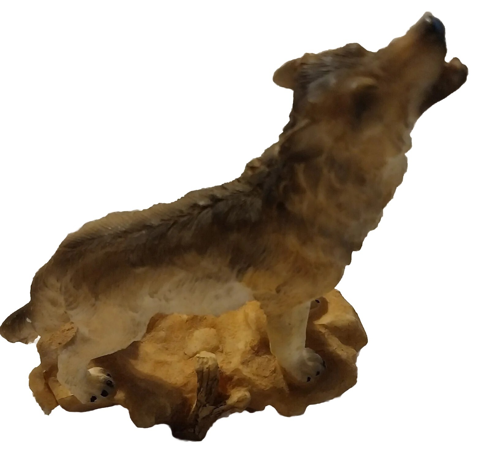 Фигурка статуэтка из смолы Wolf Howling Rock Base 6 дюймов Высокая Кастанья Италия 1988
