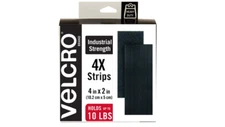 Adhesive VELCRO Brand Industrial Strength Tape Strips Heavy Duty Black 4x2 4 Set