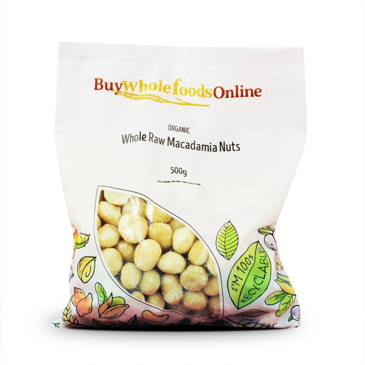 Organic Whole Raw Macadamia Nuts 500g | BWFO | Free UK Mainland P&P