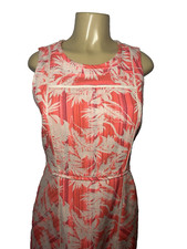 J.Crew Dress Size 10 Bright Pink Ivory Palm Print Exposed Back Spring Easter