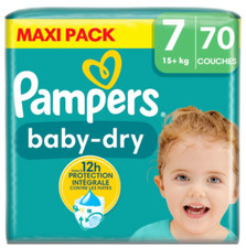 Maxi Pack 70 Couches PAMPERS Baby-Dry Taille 7 (15 KG +) Lot Changes Bébé NEUF