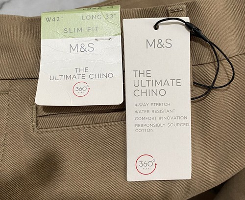 "Chinos Marks and Spencer Slim Fit Algodón Rich Ultimate Resistente al Agua W42"" L33""" - Imagen 5 de 7