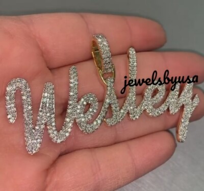 Custom Fancy Font Style 2.2 Ct Round D/VVS Moissanite Men's Pendant 925 Silver