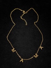 Gold Tone MAMA Spell Out Charm Necklace 20 inches