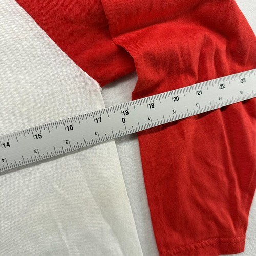 Vintage Blank Shirt mens medium White Red baseball Tee 3/4 Two Tone USA Made 90s - Picture 3 of 8