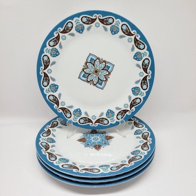 Vera Bradley For Andrea Sadek ''Java Blue'' 4 Vintage !0 3/4'' Dinner Plates   READ
