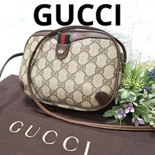 GUCCI Shoulder Bag GG Supreme Sherry Line Beige Vintage Authentic From Japan