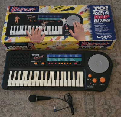 CASIO RAP-1 Rapman Synthesizer Keyboard With Box & Original Mic - TESTED - LOOK