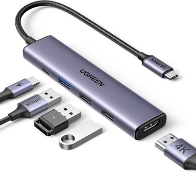 UGREEN Revodok 105 USB C Hub 5 in 1 Multiport Adapter 4K HDMI, 100W Power