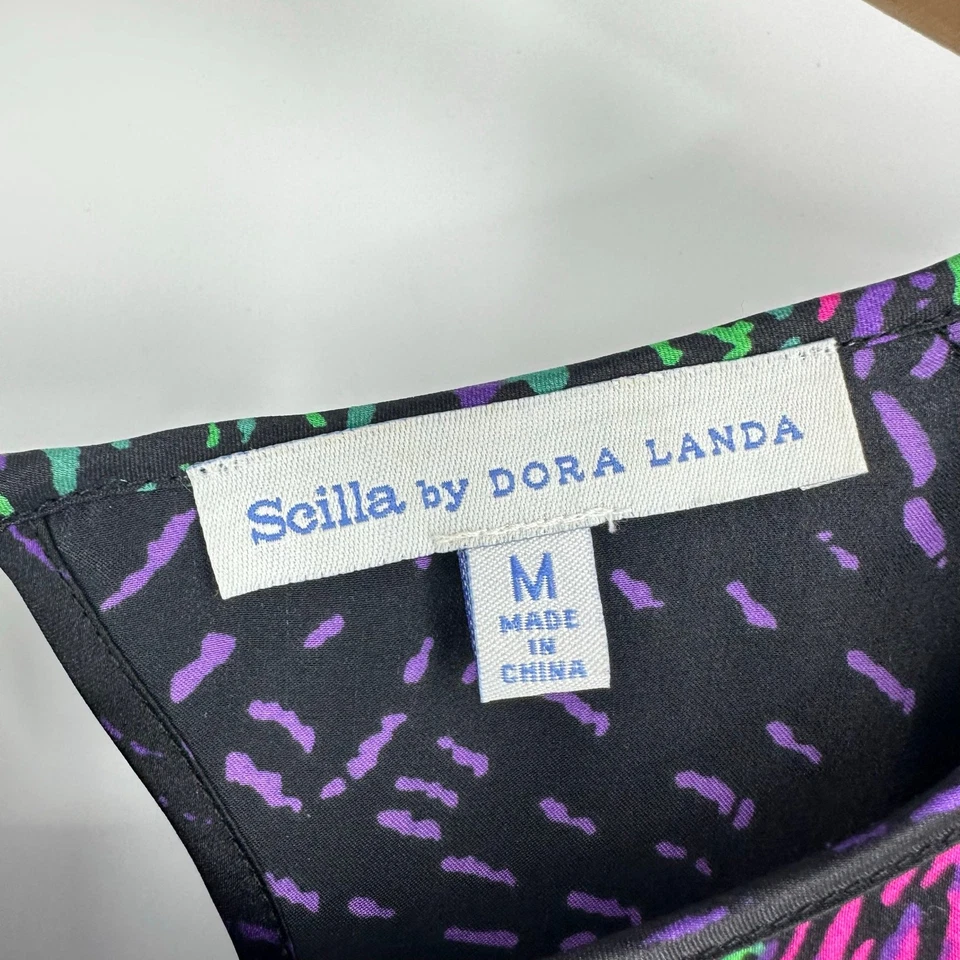 Blusa Scilla feminina 100% seda manga longa tamanho M preta artística fogos de artifício fada  - Imagem 3 de 4
