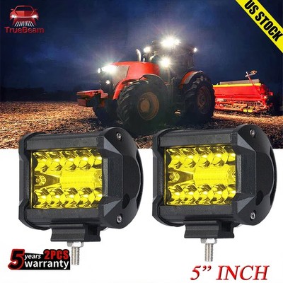 2Pcs 4'' LED Work Lights Amber Spot Pods OffRoad Truck ATV UTV Driving Fog Lamps