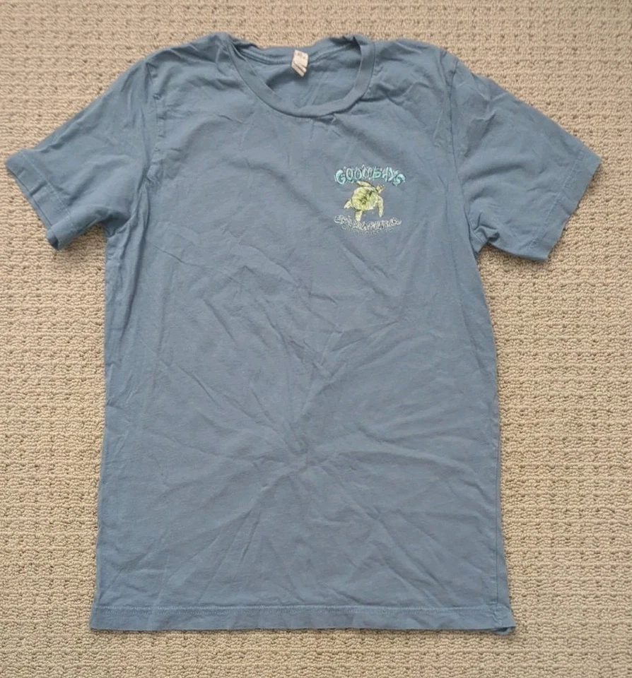 Camiseta Talla M Azul GOOMBAYS Restaurante Parrilla Crudo Bar OUTER BANKS NC Tortuga Marina Foto 2 de 2