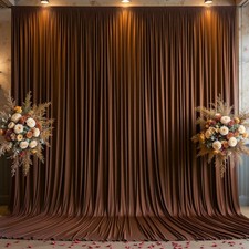 1 PCS 10x12ft Brown Backdrop Curtain Panels Wrinkle Free Polyester Photography