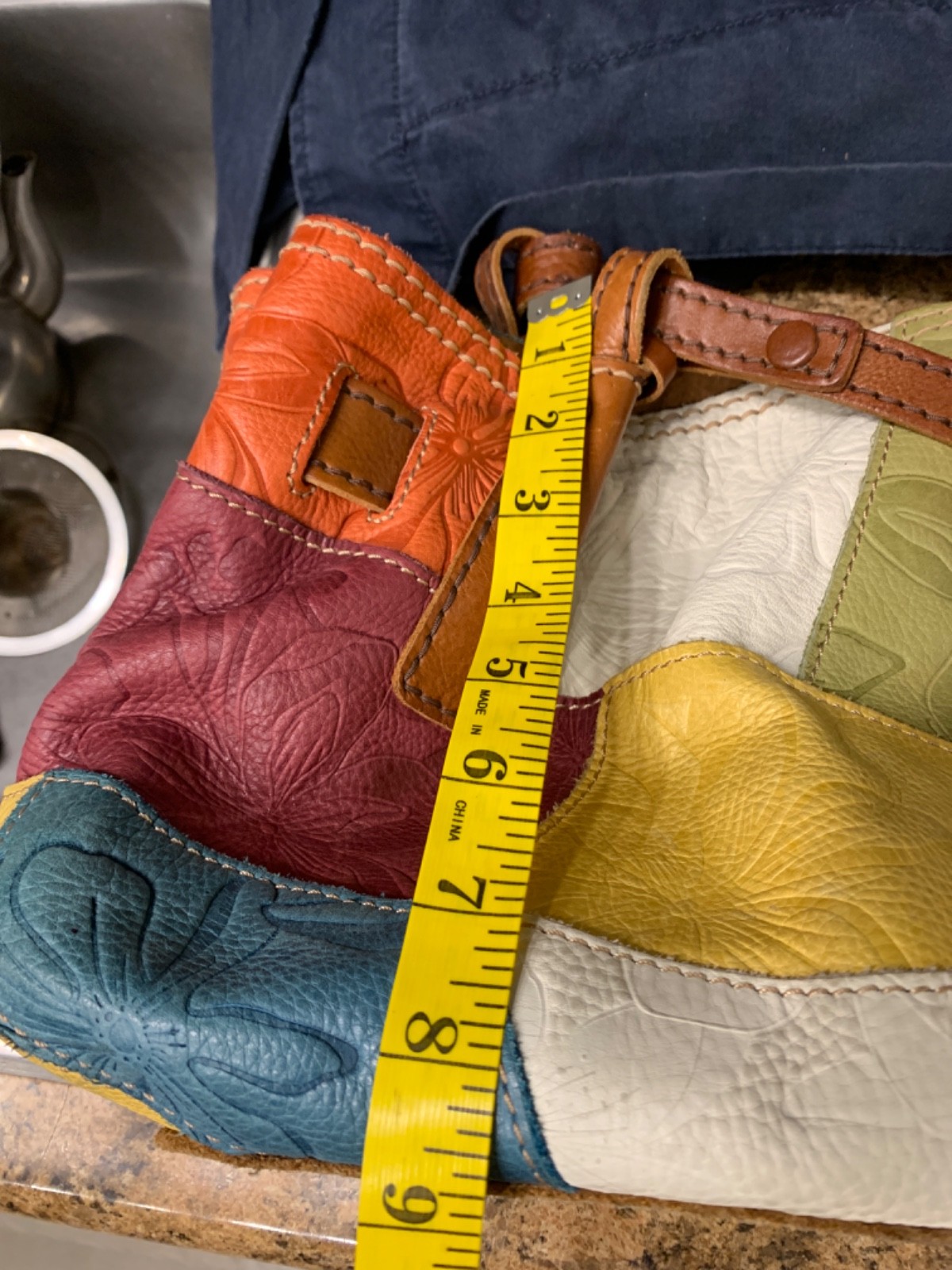 Fossil Leather Patchwork Shoulder Bag Multicolor … - image 11