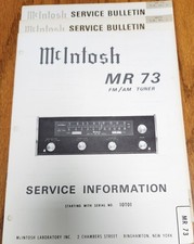 McIntosh MR73 Tuner Service Info and 2/Bullet...