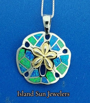 Kovel Sand Dollar Anhänger, Sterlingsilber & Opale