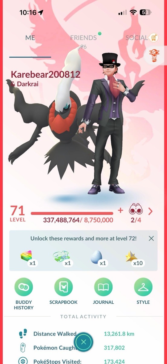 Pokémon GO Account Level 71🥇1123💯💯542 shundos lots of rare