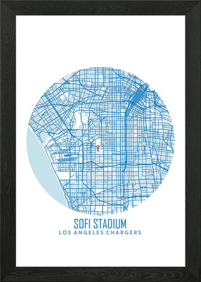 SoFi Stadion Karte gerahmtes Wandbild Poster Leinwanddruck Bild