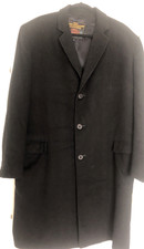 Vintage Mongolian Cashmere Coat Long Button Down Black Large
