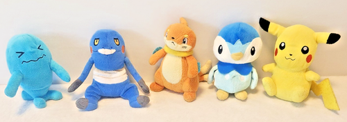 Basic Pokémon Plush Lot of 5 - Wobbuffet Croagunk Buizel Piplup Pikachu 6"