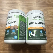 2 X Greenies Hip and Joint Supplements for Dogs, Chicken Flavor 80 Soft Chews