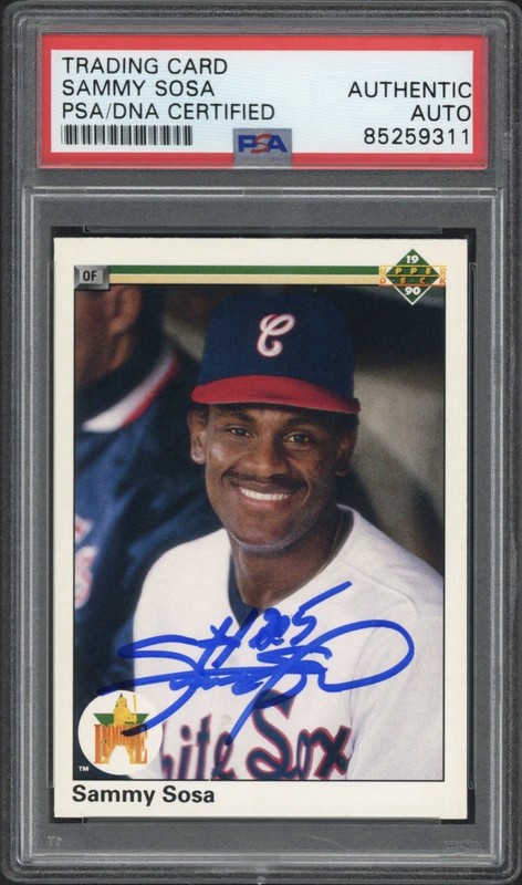 1990 Upper Deck Sammy Sosa Rookie RC #17 PSA/DNA Authentic Auto White Sox
