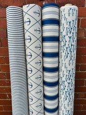 Maritim Leinenoptik Mix & Match Stoff Marine Wohndeko Vorhang 140 cm breit