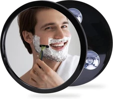 Fogless Shower Mirror for Shaving and Makeup with 3 6.6"L x 6.6"W, Black 