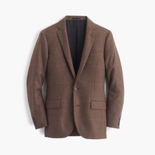 NWT J CREW Men's Sz 36R S Ludlow Windowpane Italian Wool Blazer Brown C8985
