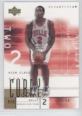 2001-02 Upper Deck Flight Team Gold 22/50 Eddy Curry (Action) #127 Rookie RC 0o9