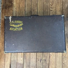 Vintage Hardshell Military Luggage Suitcase W/U.S. Naval Aviation Decal