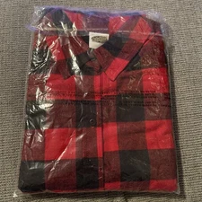 Collections Red  Flannel Button-Down Tunic & Knit Leggings Set Large Comfy New