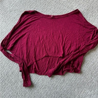 LF Emma & Sam Maroon Long Sleeve Crop Top