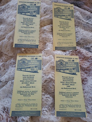 #ad #ad Vintage Pacific Electric Rail Service Time Tables Group Of Four 1948 $12.99