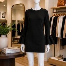 Banana Republic Womens Sweater Dress Black Cashmere Blend Ruffle Cuff XS