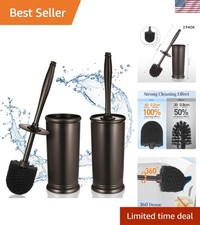 Toilet Bowl Brush Holder Set: 2 Pack Modern Deep Cleaning Bathroom Toilet Scr...