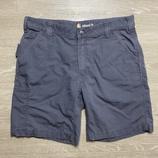 Carhartt Canvas Carpenter Shorts Men's 36 Gray Relaxed Fit Workwear 9" Inseam