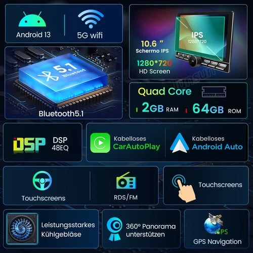 Android 14 10.6'' Für Skoda Octavia 2 1Z3 1Z5 2004-2013 Autoradio GPS Navi WIFI - Bild 4 von 21