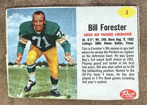 Bill Forester #3 1962 Post Cereal card