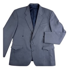 Circle S Mens Blue/Gray Western Sport Coat Blazer USA Made Cowboy Rodeo Jacket