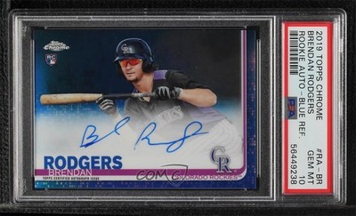 2019 Topps Chrome Rookie Blue Refractor /150 Brendan Rodgers #RA-BR Auto RC w7p