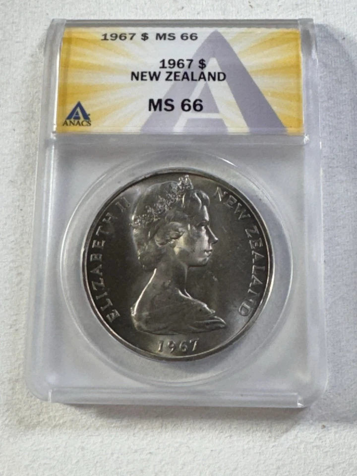 1967 New Zealand 1 Dollar Graded MS 66 by ANACS - Image 4 of 4
