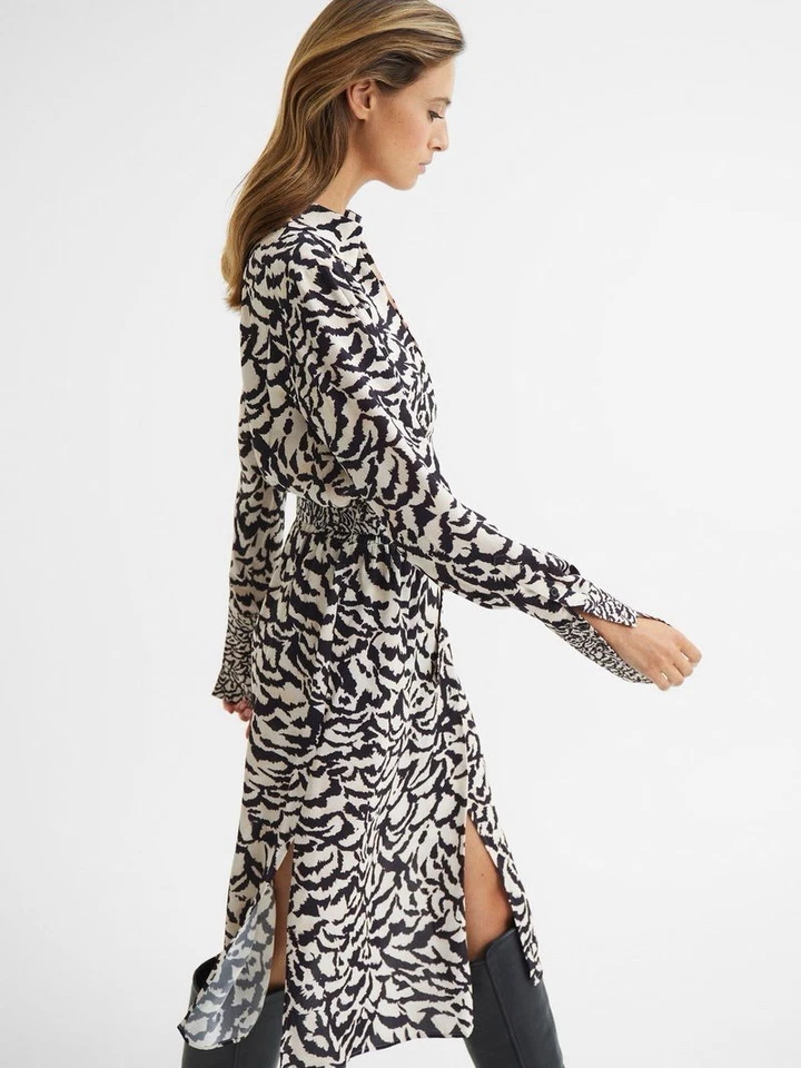 Reiss Evie Mono Animal Print Midi Dress Size UK 10 £228.00 - Image 2 of 4