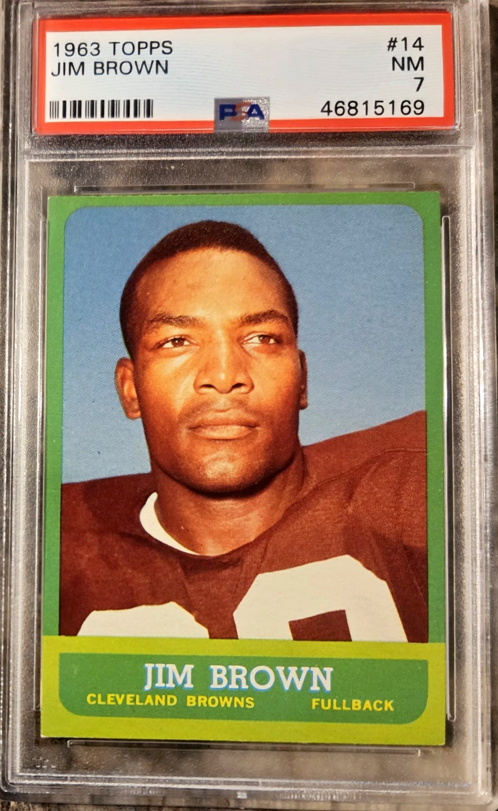 1963 TOPPS #14 JIM BROWN CLEVELAND BROWNS HOF  PSA 7