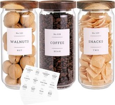 3 Set Glass Pantry Storage Jars W/ Acacia Airtight Lid 35oz Thicken Glass