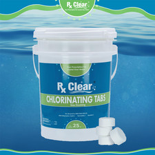 Rx Clear 1" Inch 99 Trichloro Stabilized Swimming Pool Chlorine Tablets- 25 lbs
